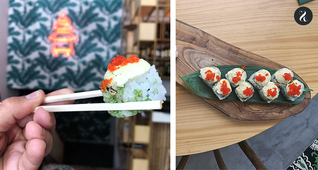 sushi nigiri de huevo La Pagoda restaurante asiático Madrid